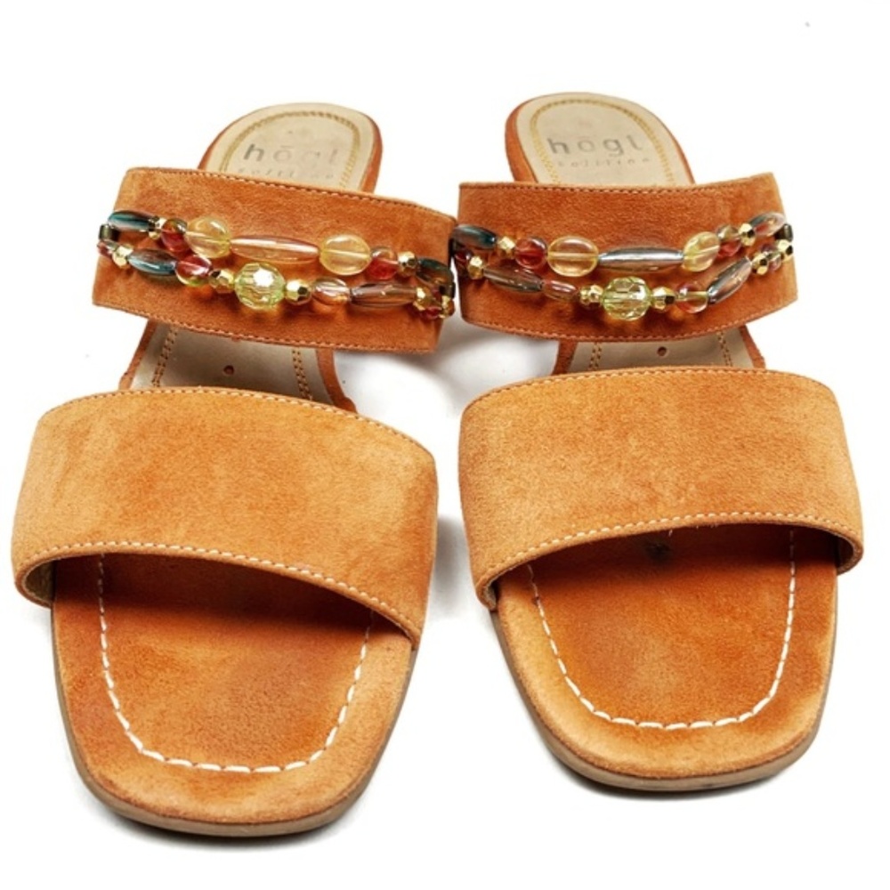 Orange Suede Jeweled Sandals